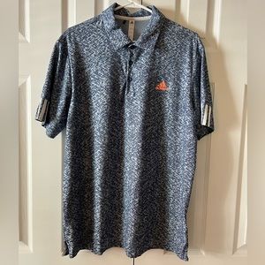 Adidas Men's 3-Stripes Collection Jacquard‎ Blue Polo Shirt Size Large